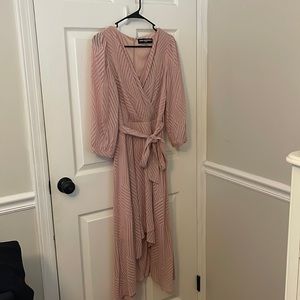 Karl Lagerfeld Paris Chiffon Faux Wrap Midi Dress